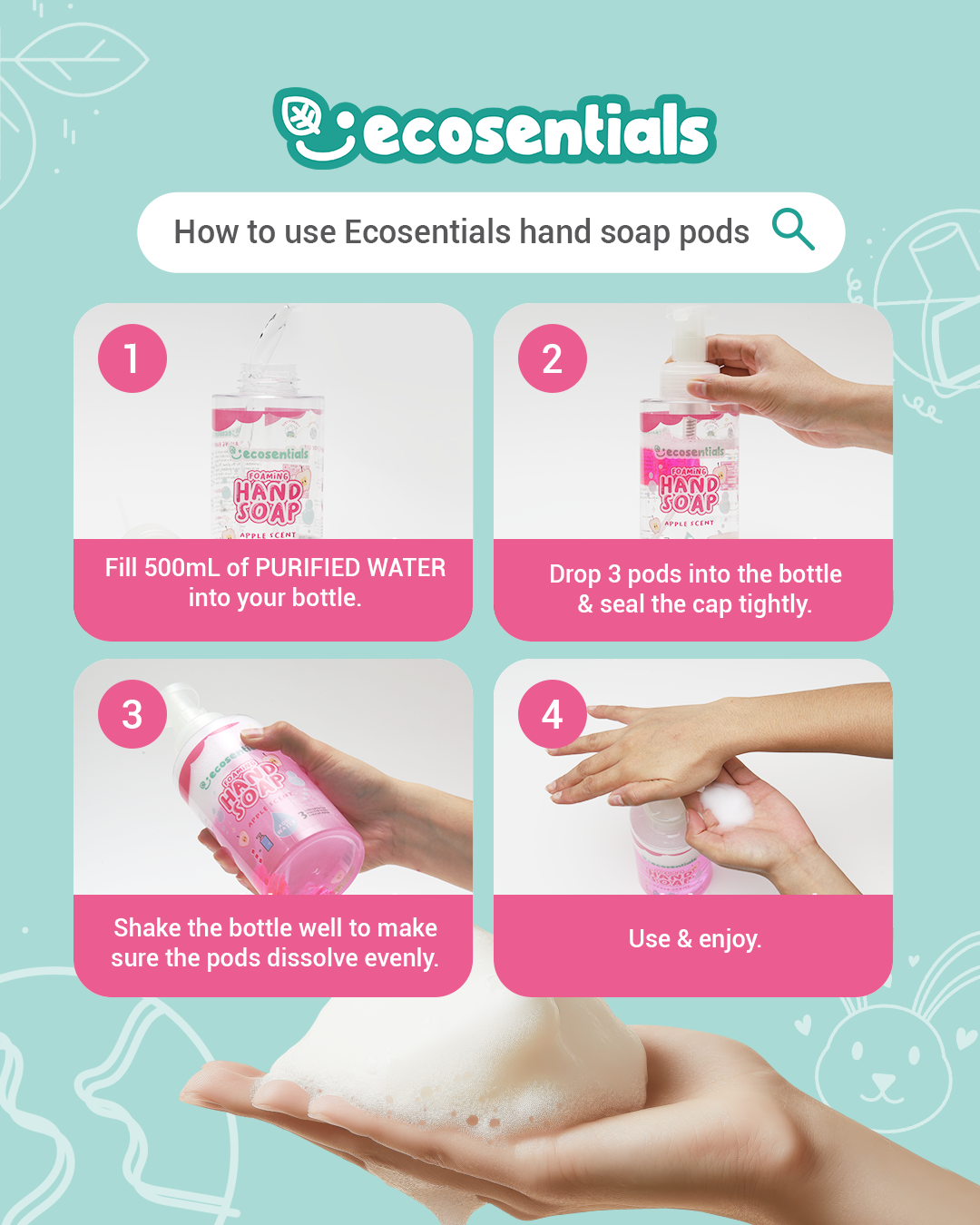 ECOSENTIALS FOAMING HAND SOAP PODS REFILL PACK - APPLE